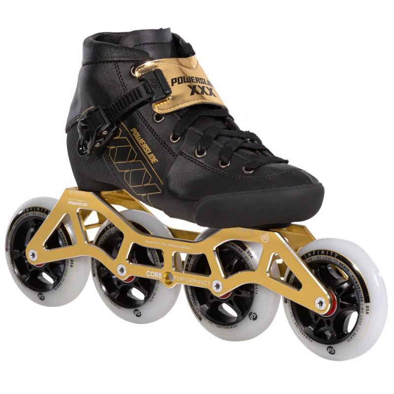 Powerslide 3X Gold adj. Inline Skates Kinder Schwarz Gold | QZB-860527