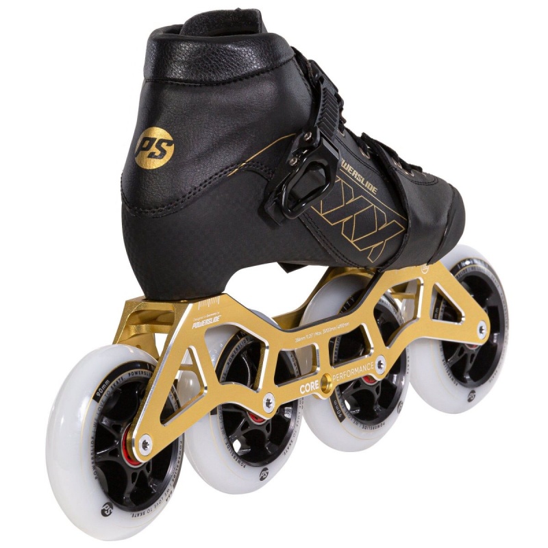 Powerslide 3X Gold adj. Inline Skates Kinder Schwarz Gold | QZB-860527