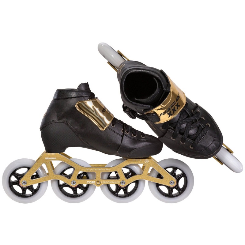 Powerslide 3X Gold adj. Inline Skates Kinder Schwarz Gold | QZB-860527