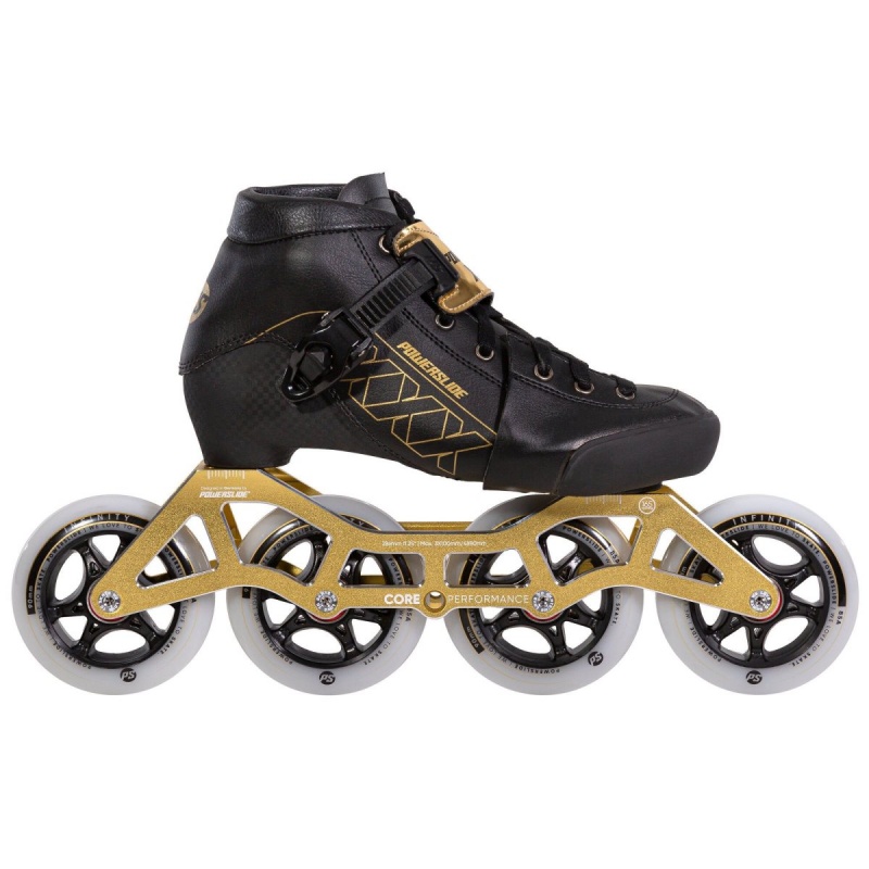 Powerslide 3X Gold adj. Inline Skates Kinder Schwarz Gold | QZB-860527