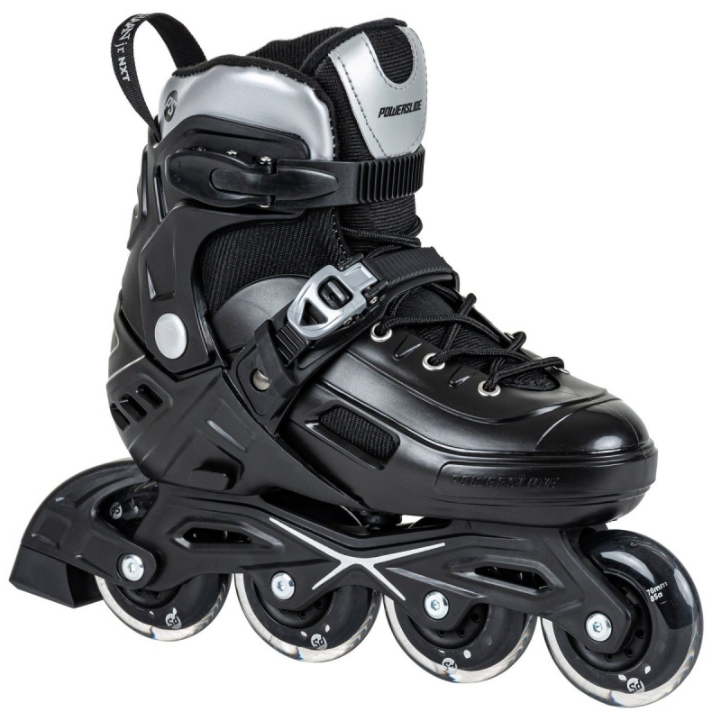 Powerslide Khaan Junior NXT adj. Inline Skates Kinder Schwarz Silber | CUS-103892