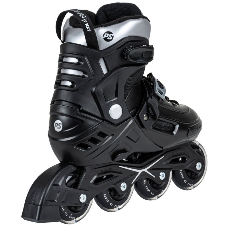 Powerslide Khaan Junior NXT adj. Inline Skates Kinder Schwarz Silber | CUS-103892