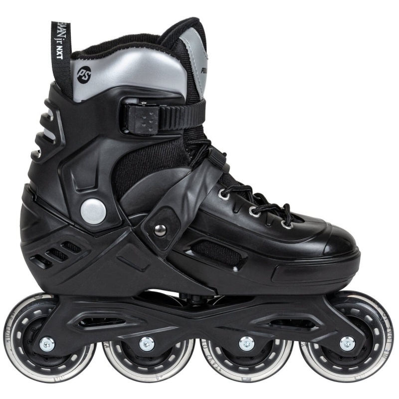 Powerslide Khaan Junior NXT adj. Inline Skates Kinder Schwarz Silber | CUS-103892