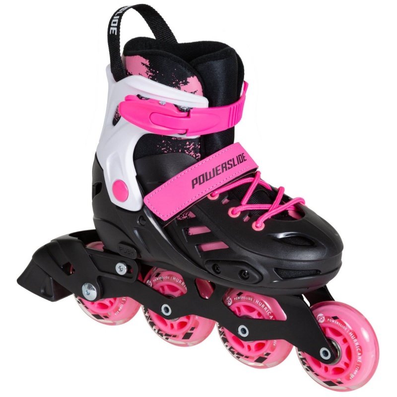 Powerslide Khaan Junior SQD adj. Inline Skates Kinder Schwarz Weiß Rosa | KNO-561839