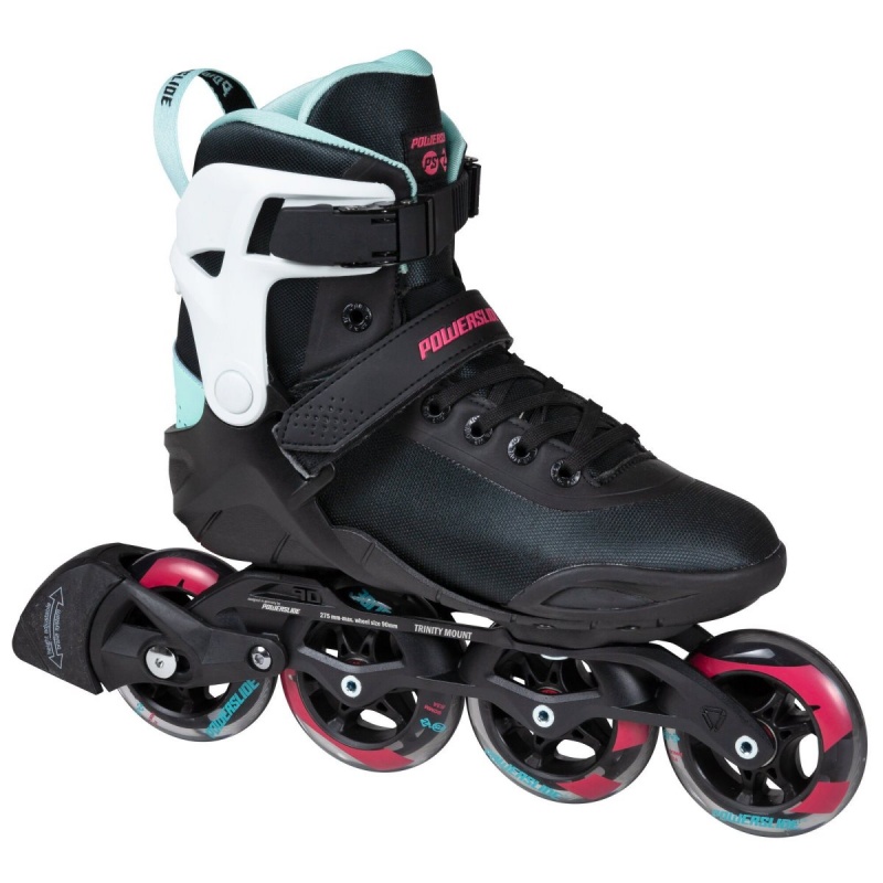 Powerslide Phuzion Radon Teal 90 Inline Skates Damen Schwarz Türkis | VZR-632059