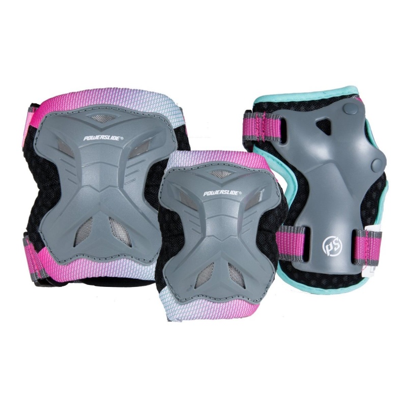 Powerslide Pro Set Schutz Kinder Grau Rosa | KNF-639425