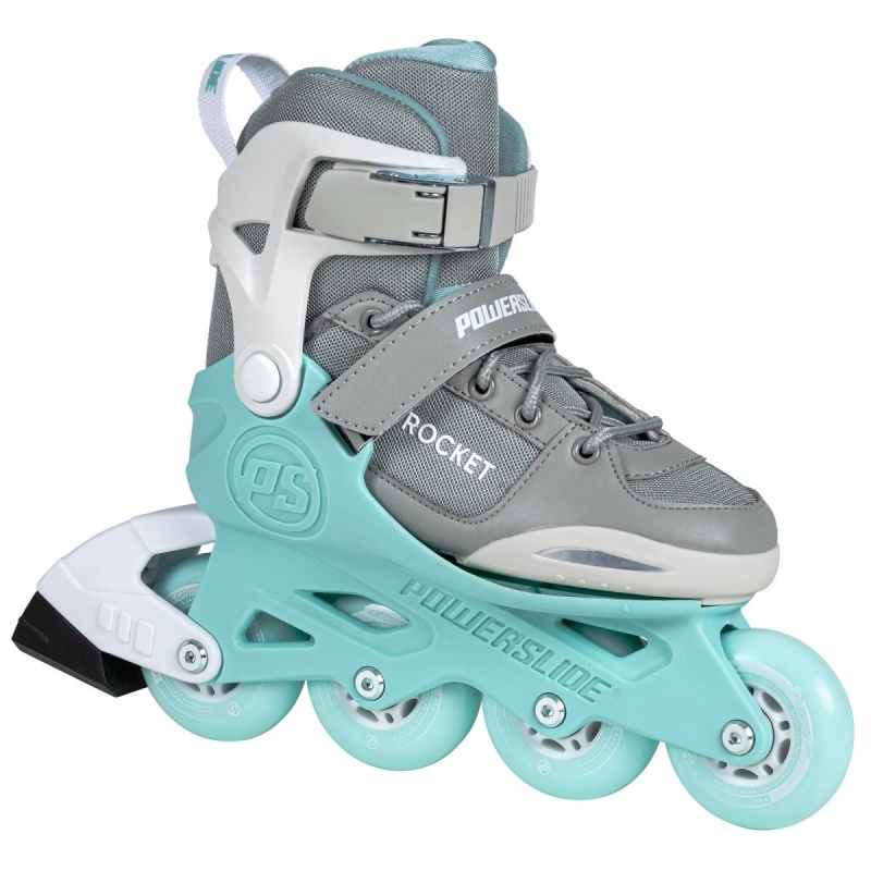 Powerslide Rocket adj. Inline Skates Kinder Grau Türkis | ZYV-724615