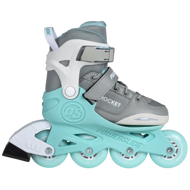 Powerslide Rocket adj. Inline Skates Kinder Grau Türkis | ZYV-724615